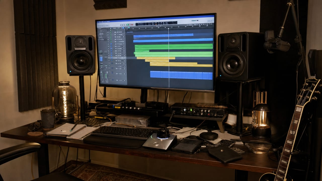 An audio waveform in an editing window
